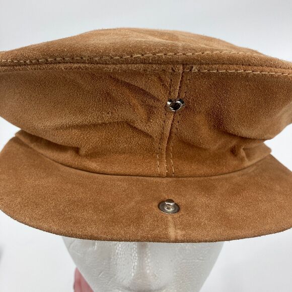 VTG Henschel Suede Astro Cap Camel Newsboy Driver Adjustable Union USA Made - Picture 12 of 13